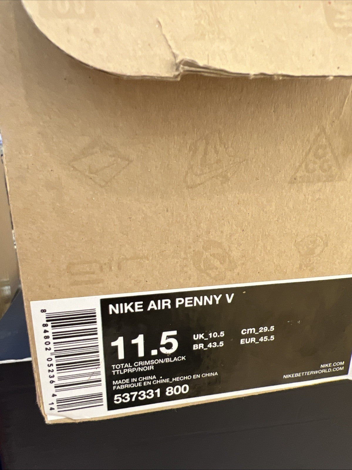 Nike Air Penny 5 Total Crimson Sz 11.5 USED