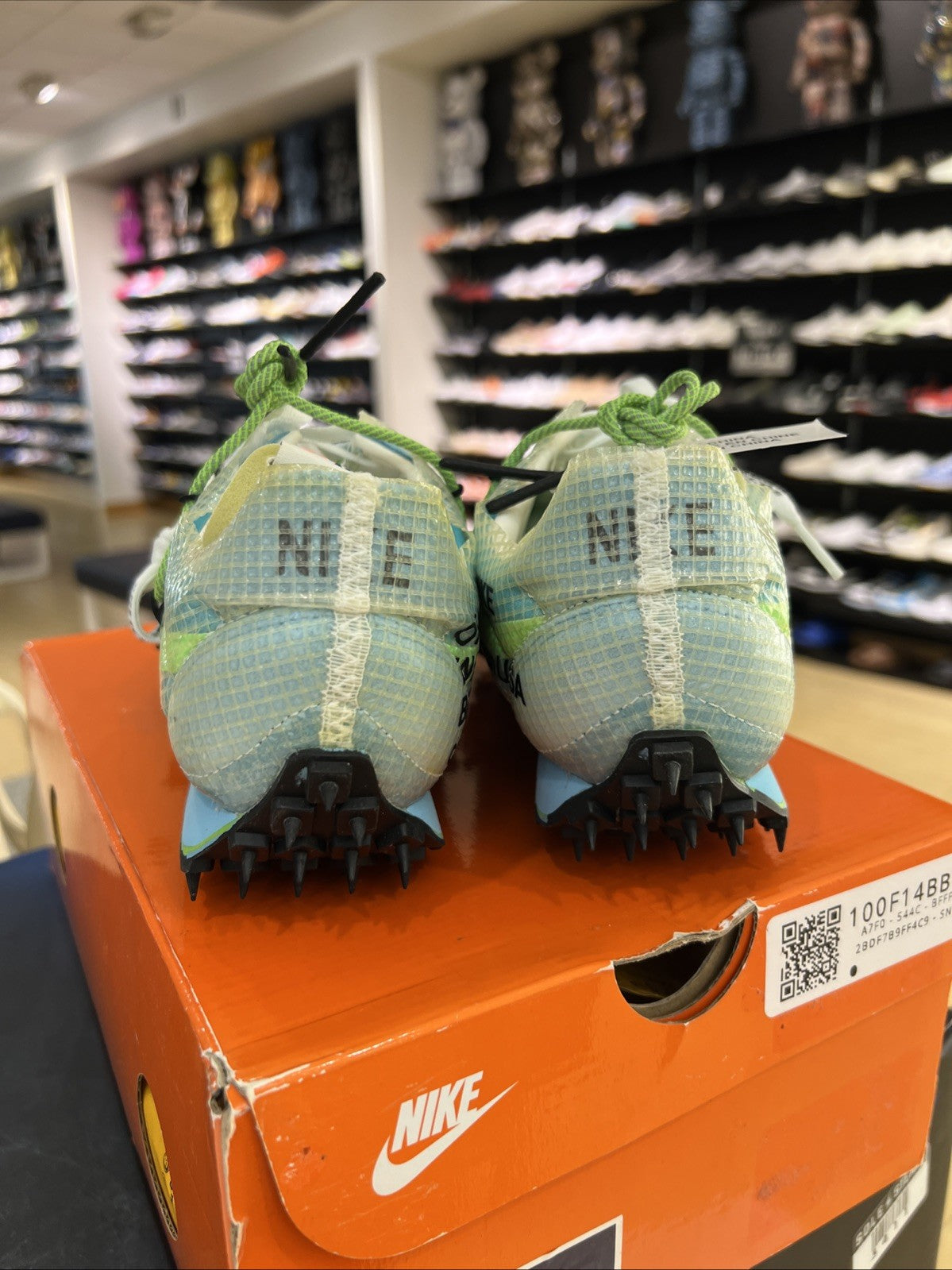 Off-White Nike Waffle Racer Vivid Sky Womens Sz 9.5/8M DEFECT