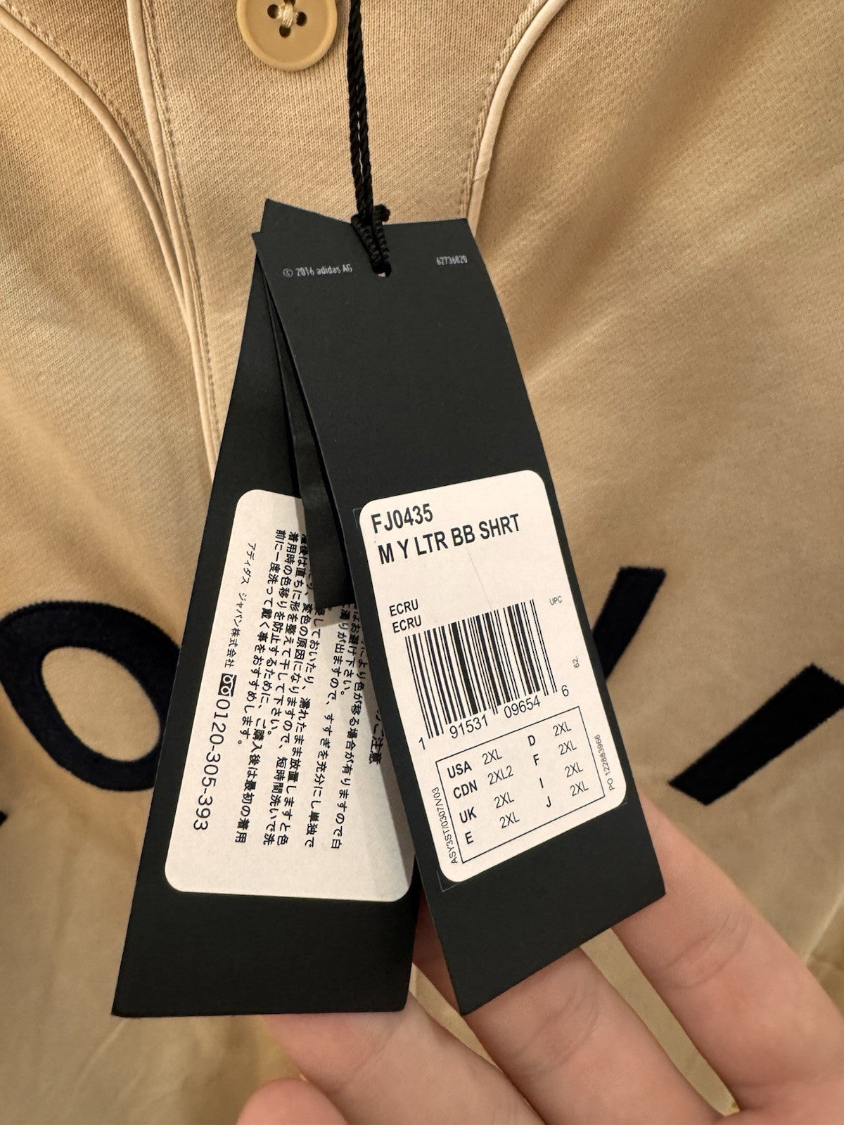 Adidas Y-3 FT Yohji Letters Baseball Shirt Size XXL