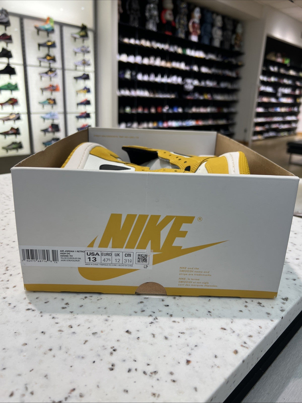 Nike Air Jordan 1 Retro High Yellow Ochre/Black/Sail Sz 13 MISSING LID