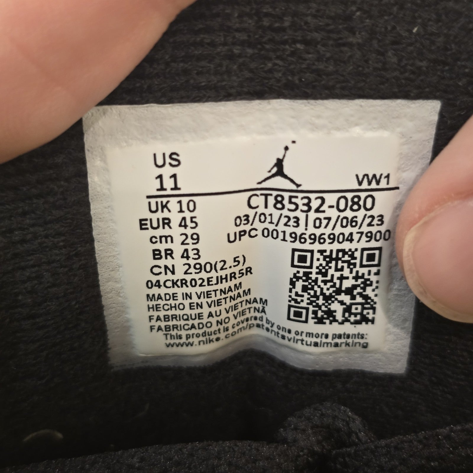 Size 11 - Jordan 3 Retro 2023 Fear Used