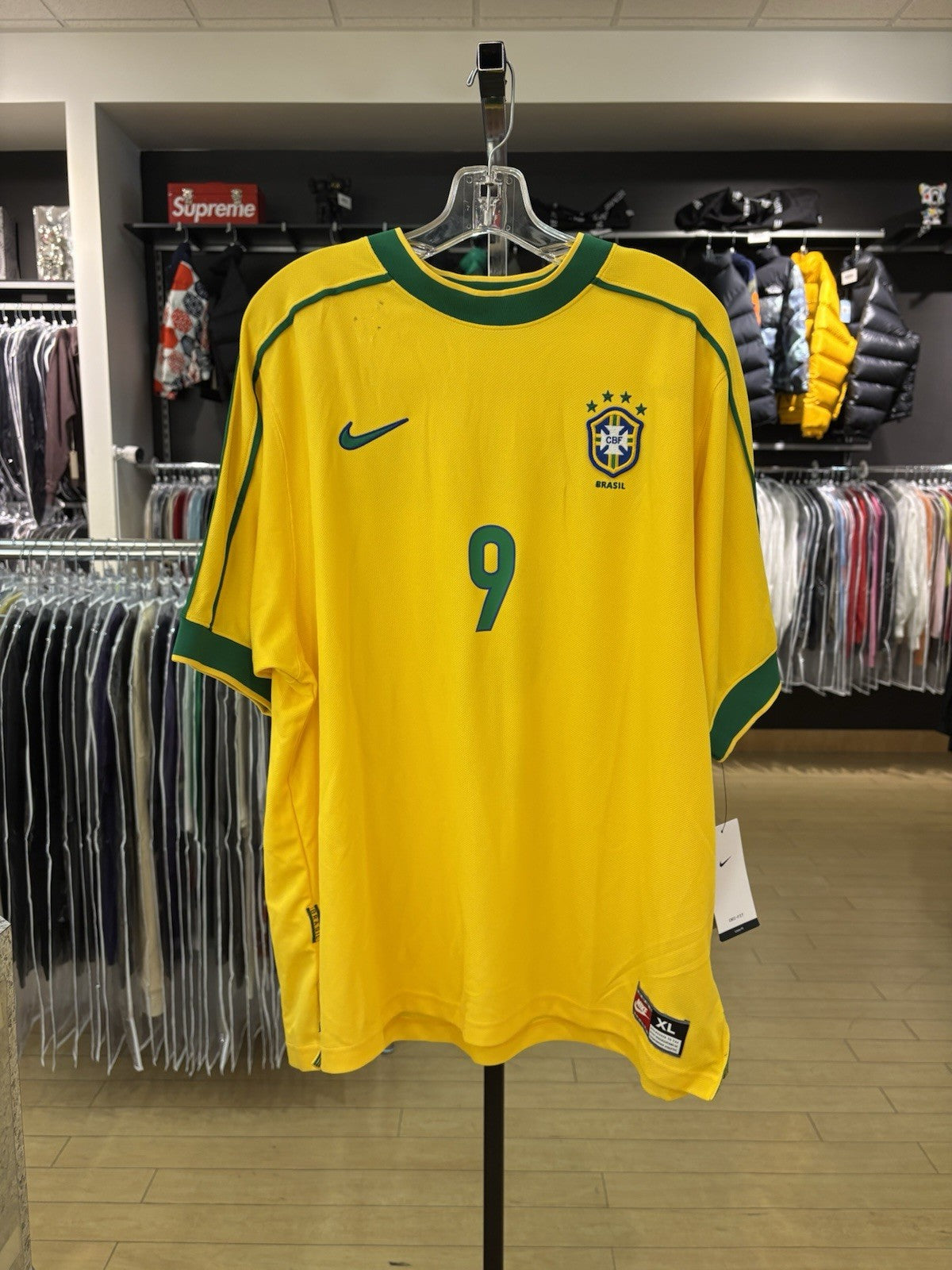 Nike Brazil 1998 Reissue Ronaldo Soccer Replica Jersey Varsity Maize Sz XL