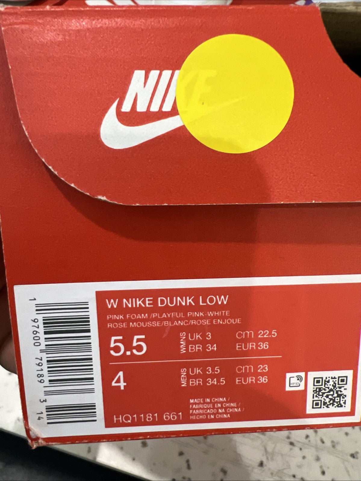 Nike Dunk Low Playful Pink Foam Womens Sz 5.5