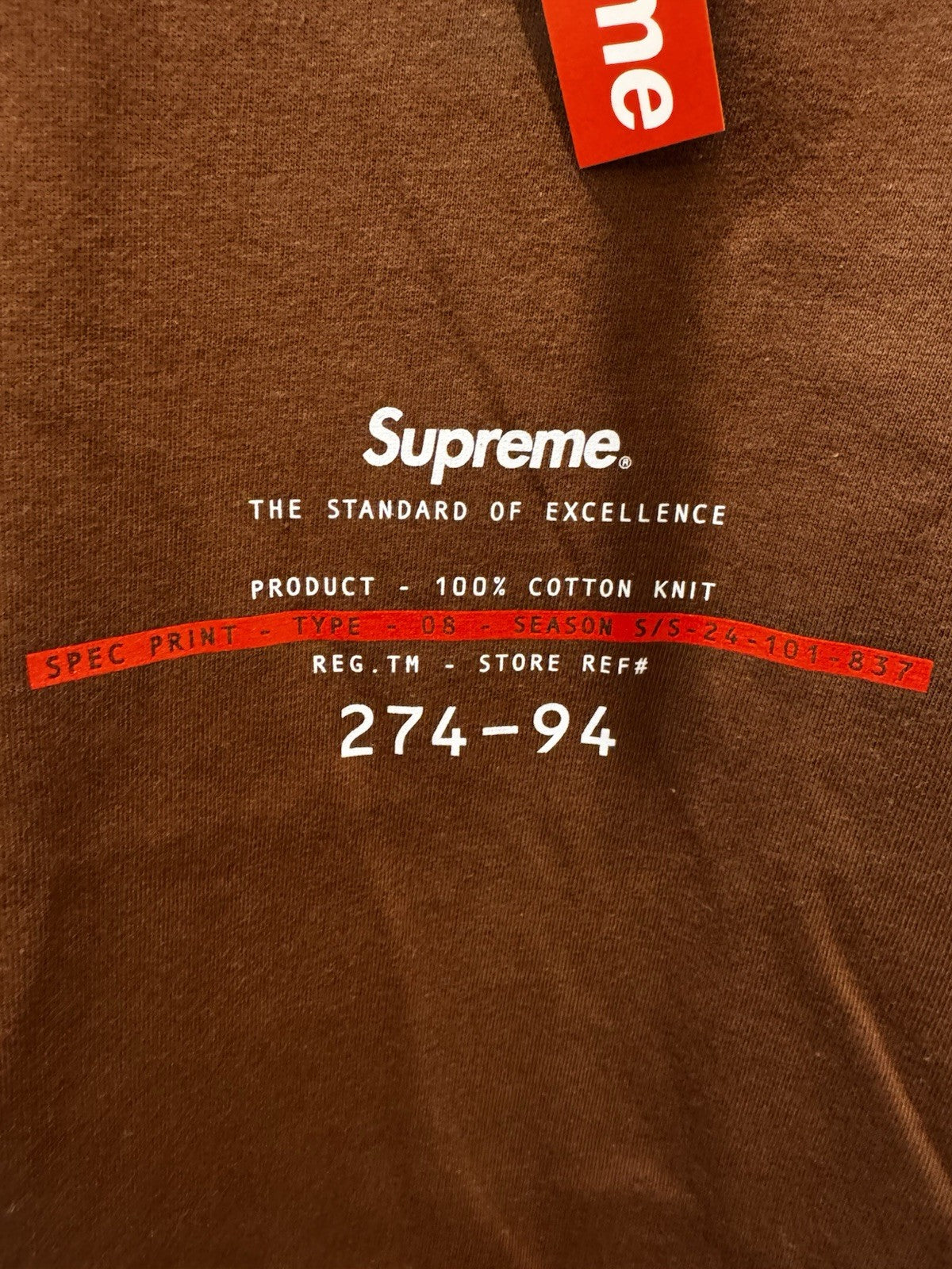 Supreme Standard Tee Brown Size M