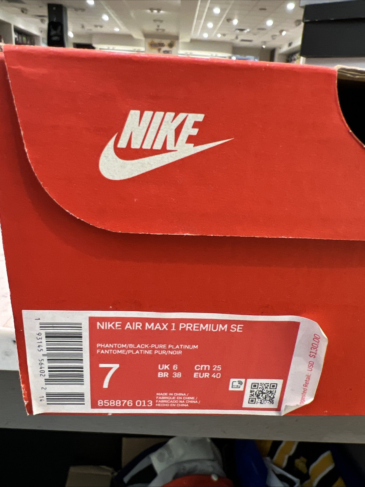 Nike Air Max 1 Inside Out Light Grey Mens Sz 7