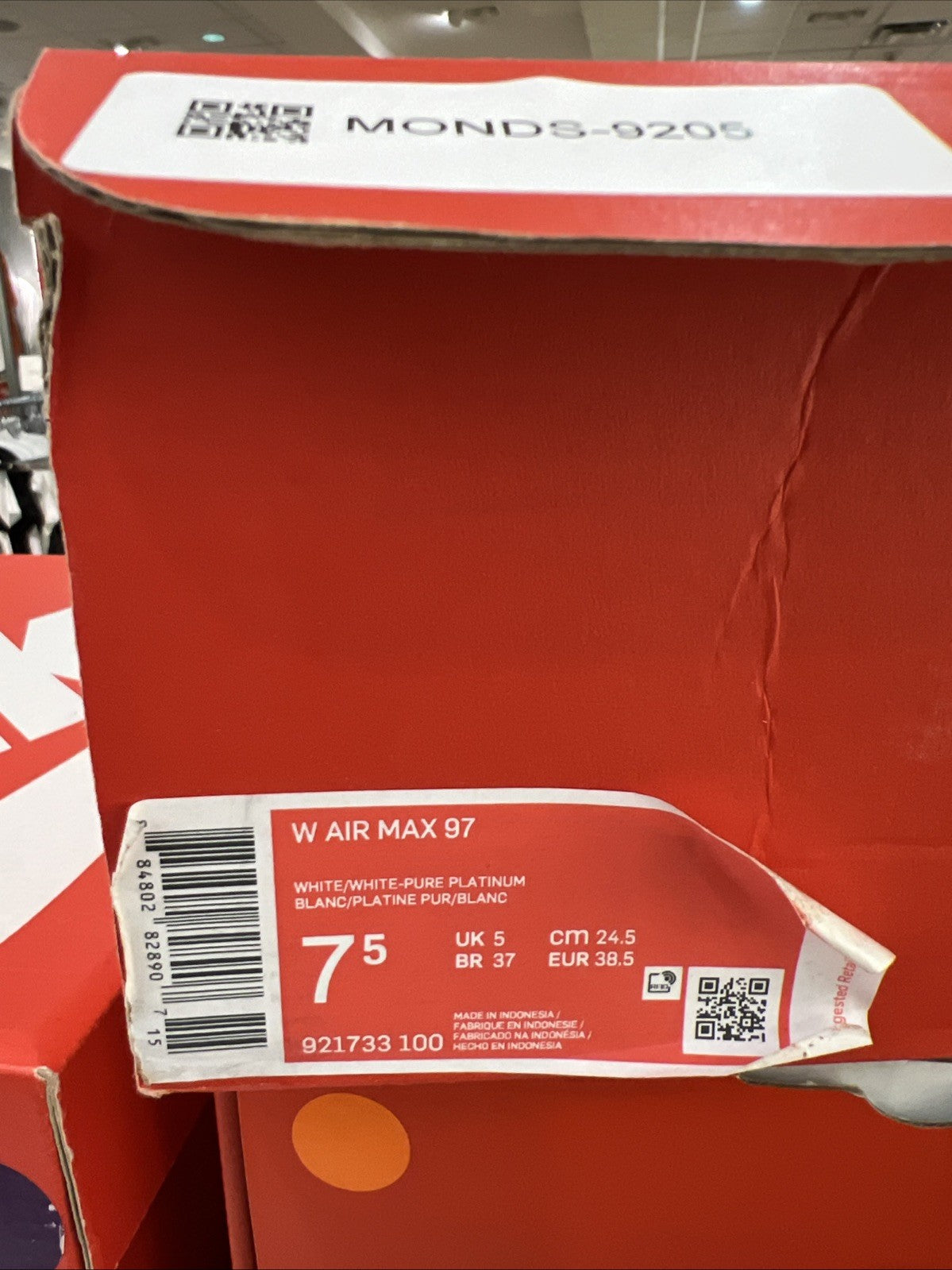 Nike Air Max 97 Triple White Platinum Womens Sz 7.5