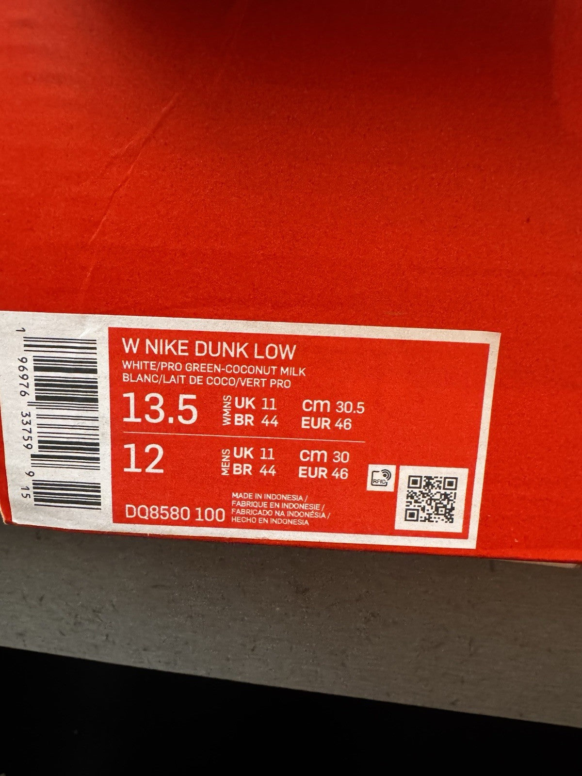 Nike Dunk Low Vintage Green Womens Size 13.5/12M