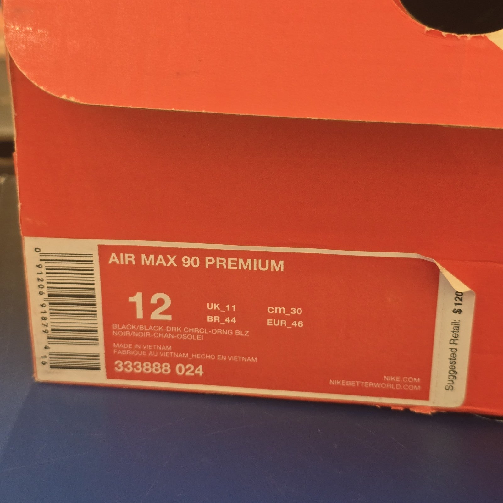 Nike Air Max 90 Atmos Black Tiger Camo SZ 12