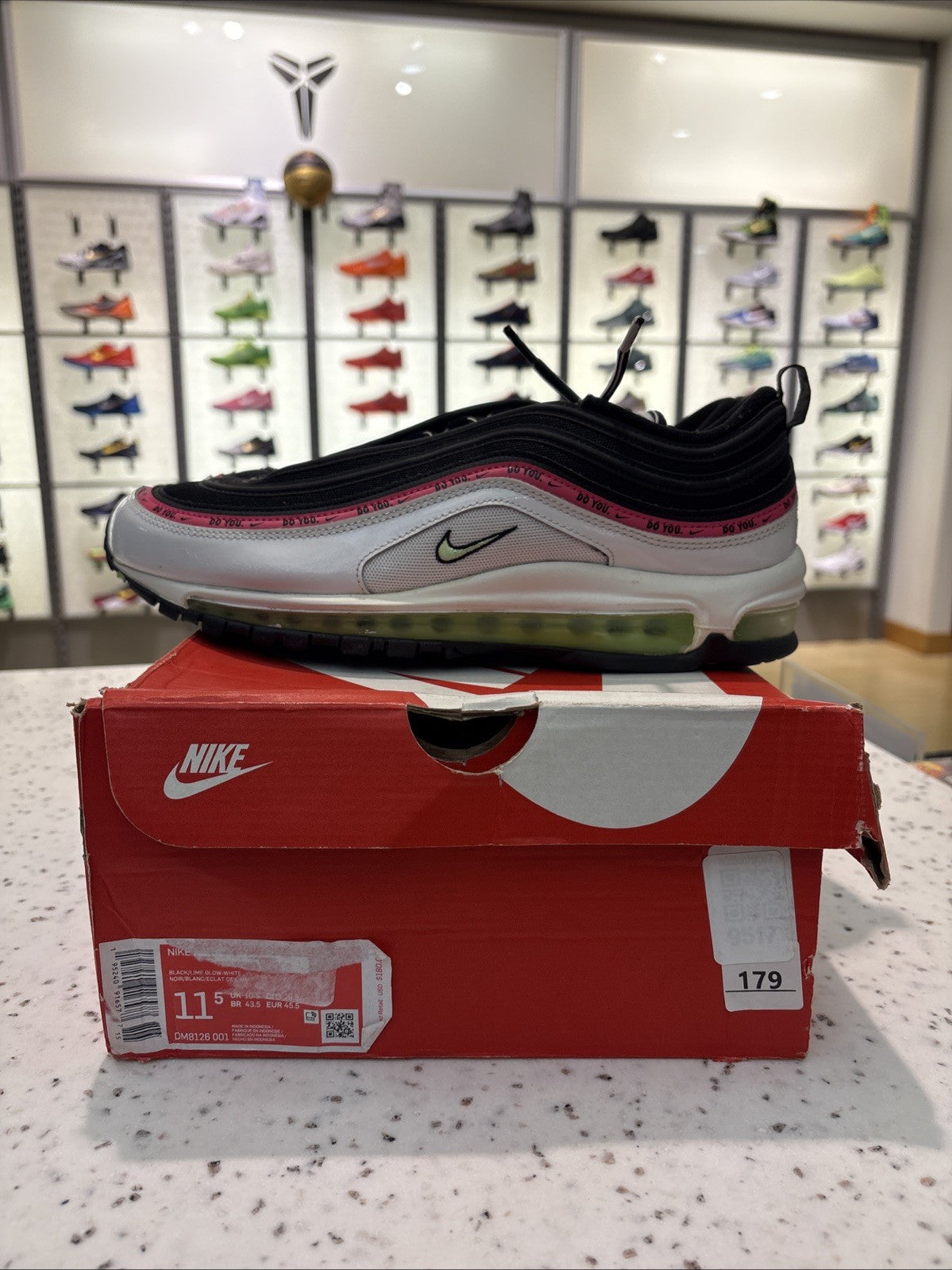 Nike Air Max 97 Just Do You Black Lime Glow Pink White Size 11.5