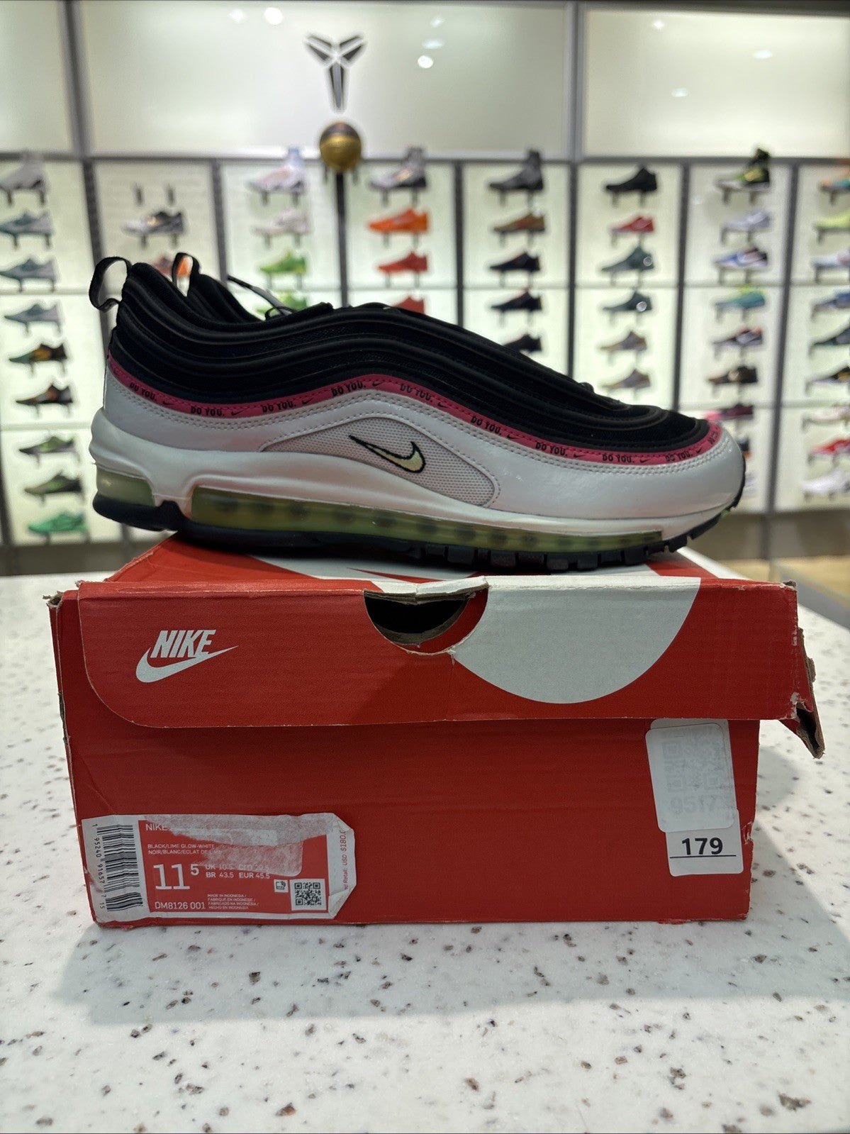 Nike Air Max 97 Just Do You Black Lime Glow Pink White Size 11.5
