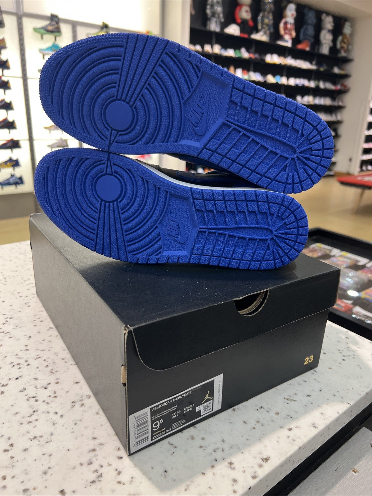 Jordan Air Jordan 1 High FlyEase Hyper Royal Black Blue White Sz 9.5