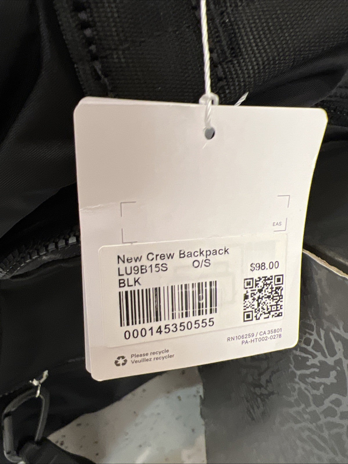 LULULEMON Crew Backpack 22L Black
