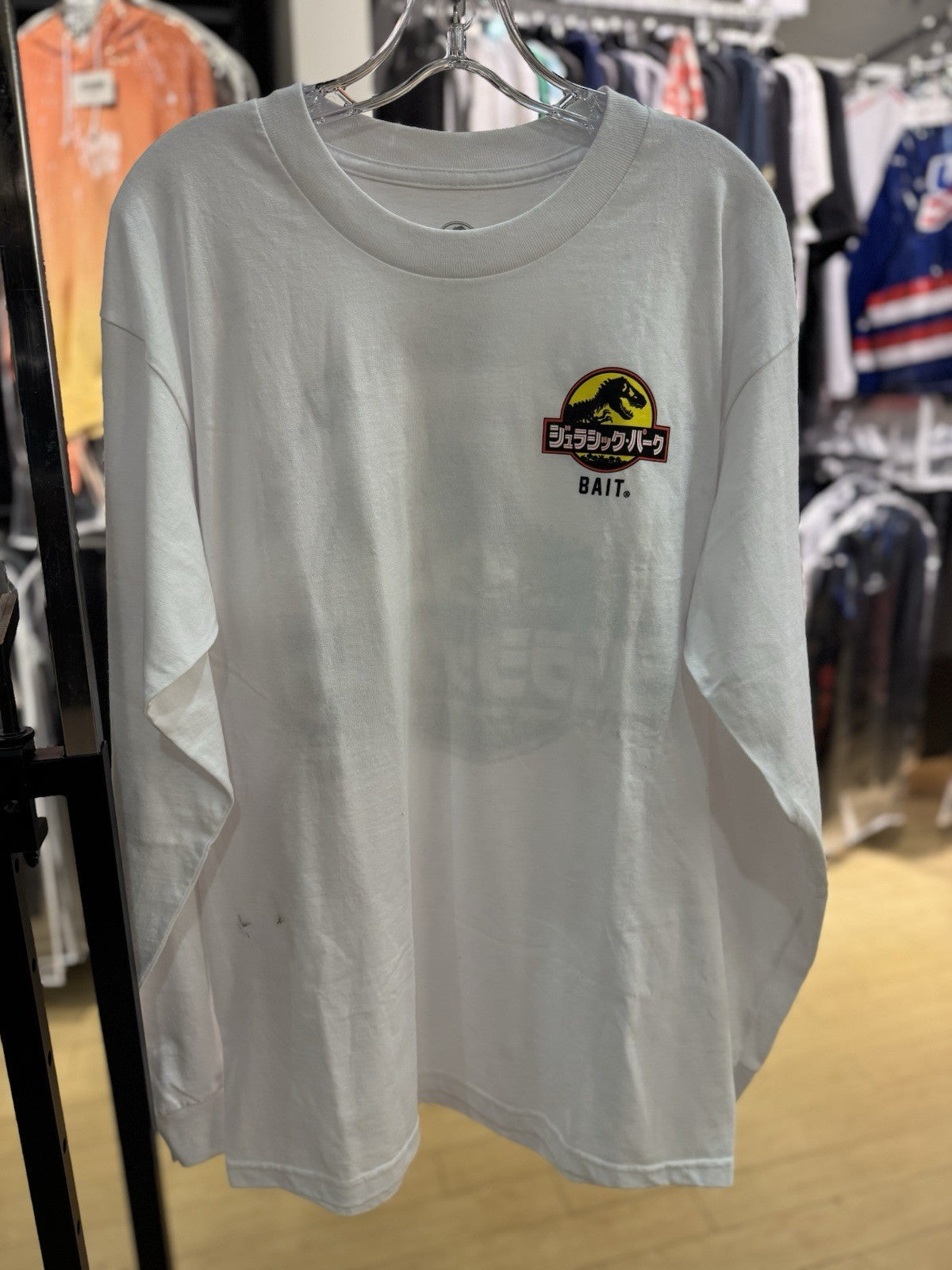 Bait X Jurassic Park Damage Control L/S Tee White Size Large