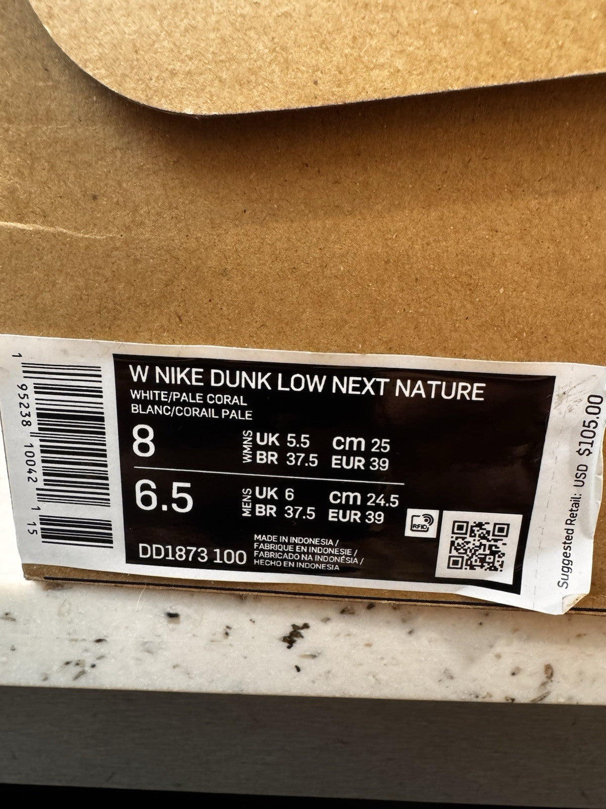 Nike Dunk Next Nature Low Pale Coral Womens Size 8/6.5Y