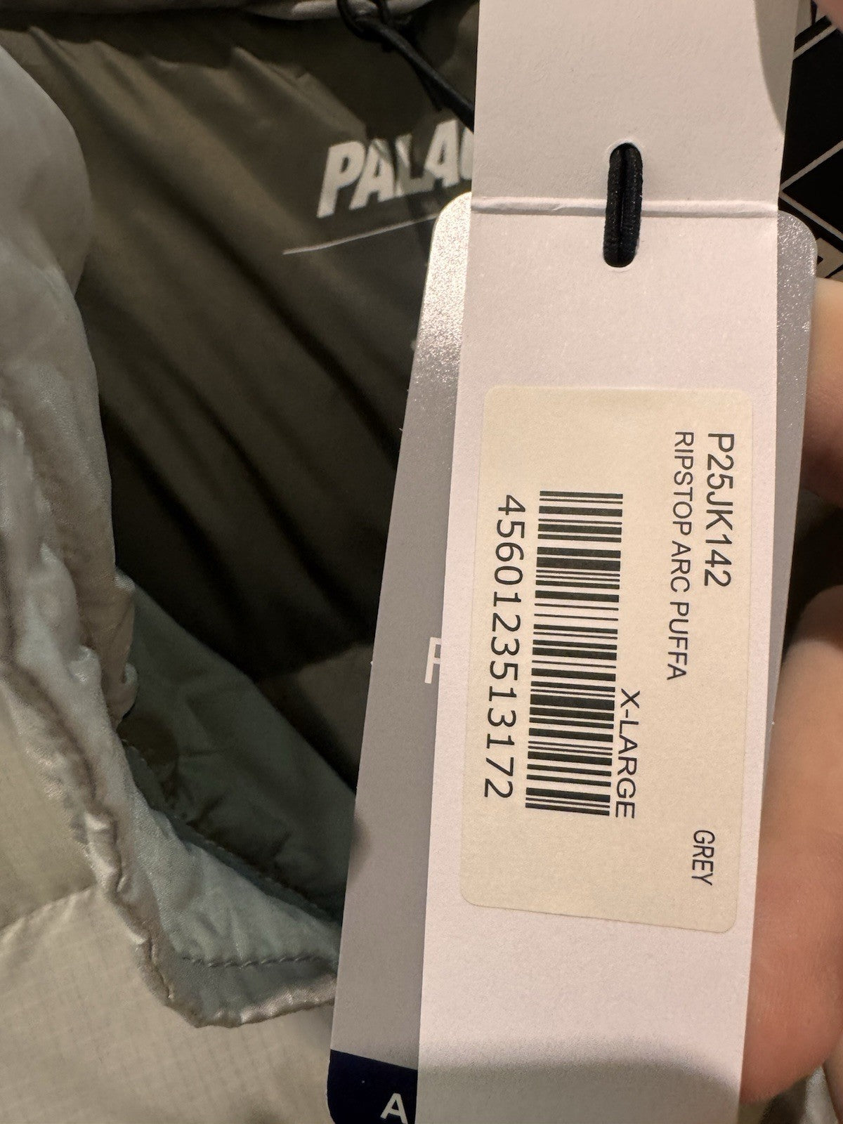 Palace Ripstop Arc Puffer Jacket Grey Size XL