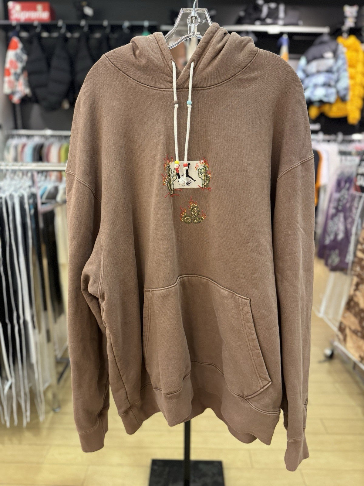 Travis Scott X Jordan Flight Graphic Hoodie Archaeo Brown Size XXL