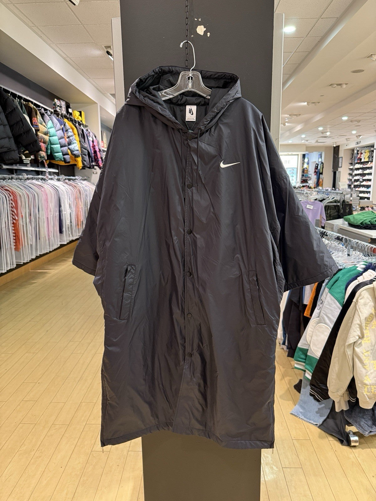 Nike Fear of God Oversized Nylon Hooded Parka Black Jacket SZ L