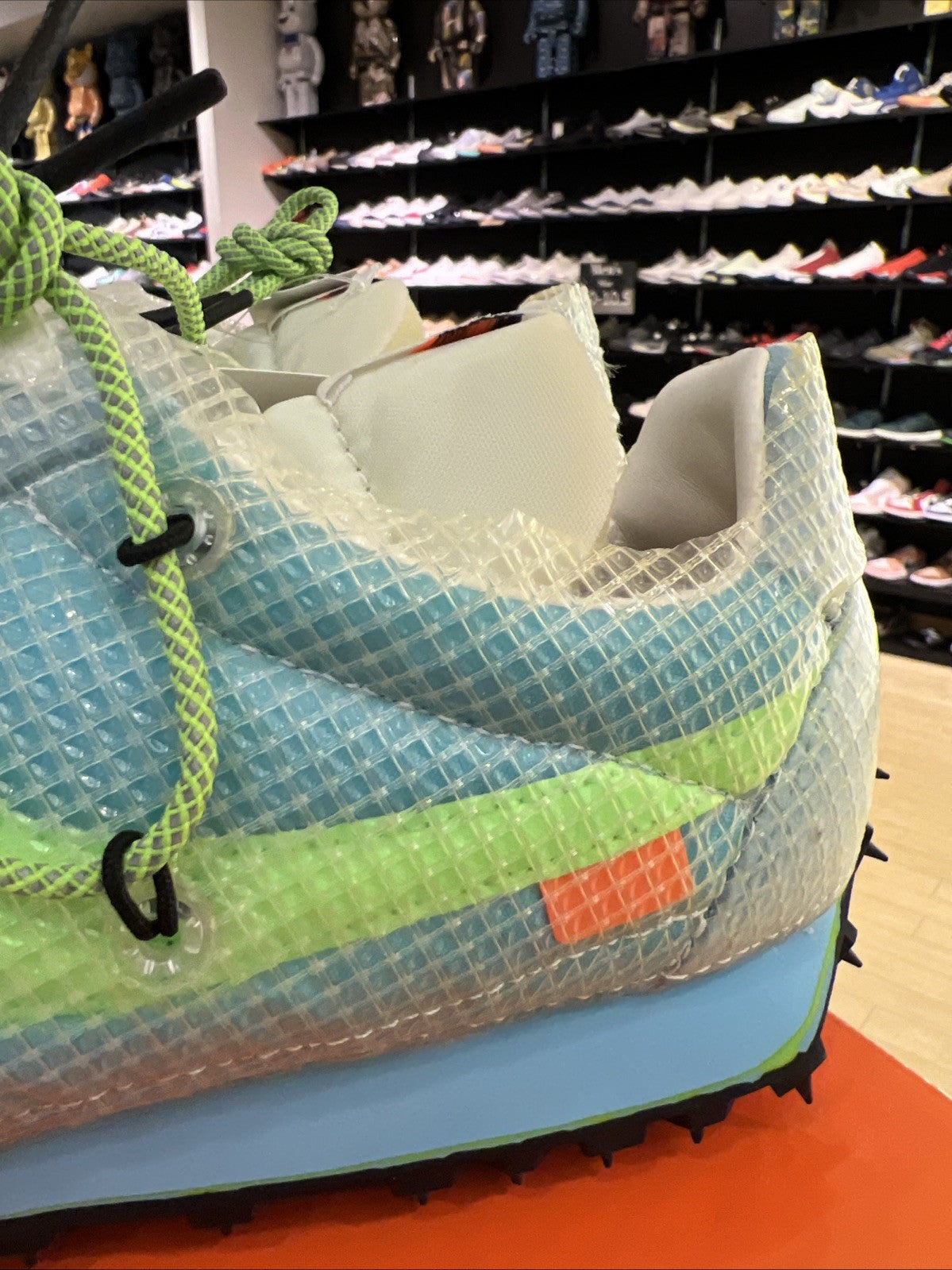 Off-White Nike Waffle Racer Vivid Sky Womens Sz 9.5/8M DEFECT