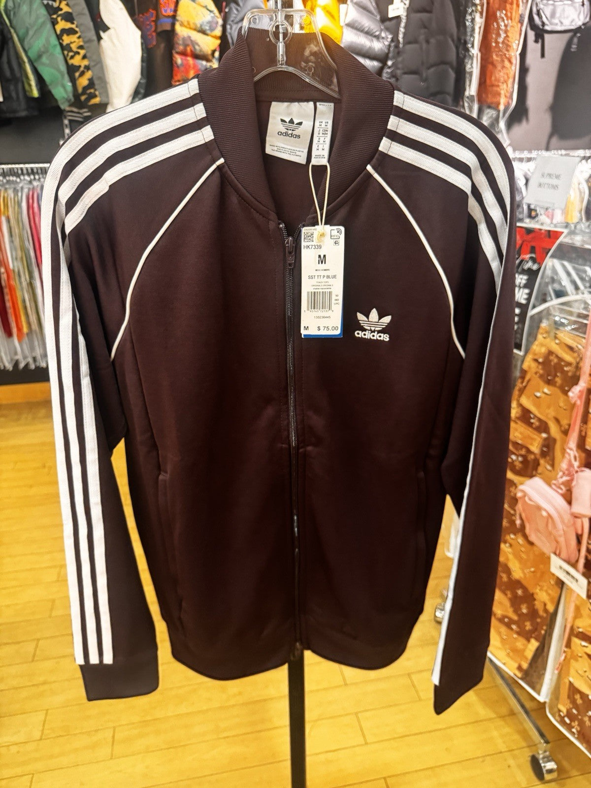 Adidas Primeblue SST Track Jacket Shadow Maroon/White Size M