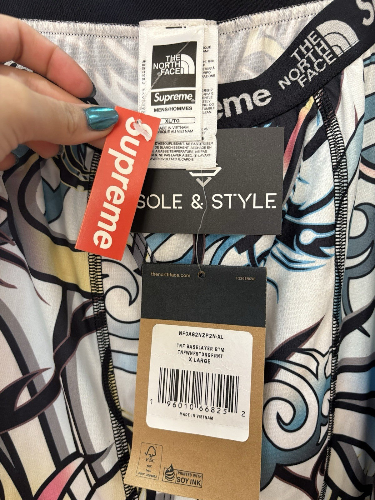 Supreme The North Face Base Layer Pant Multicolor Dragon Sz Extra Large