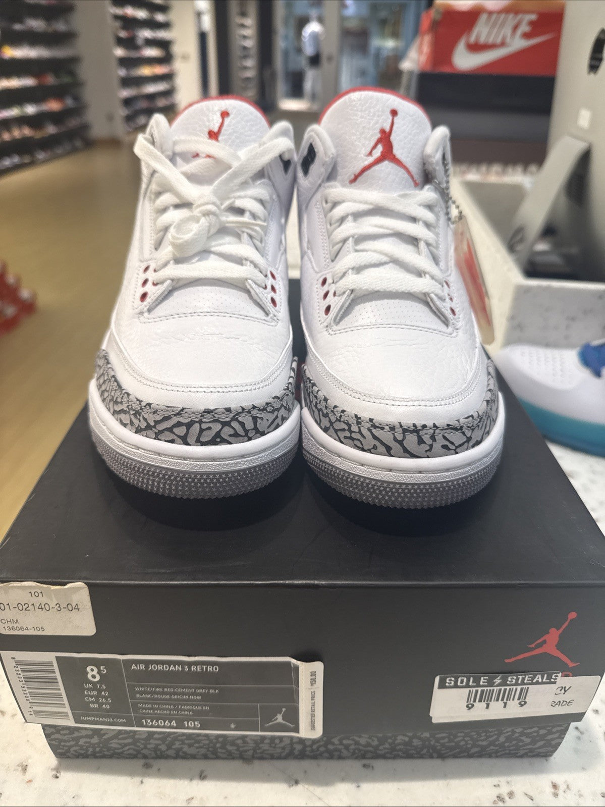 Size 8.5 - Jordan 3 Retro White Cement 2011