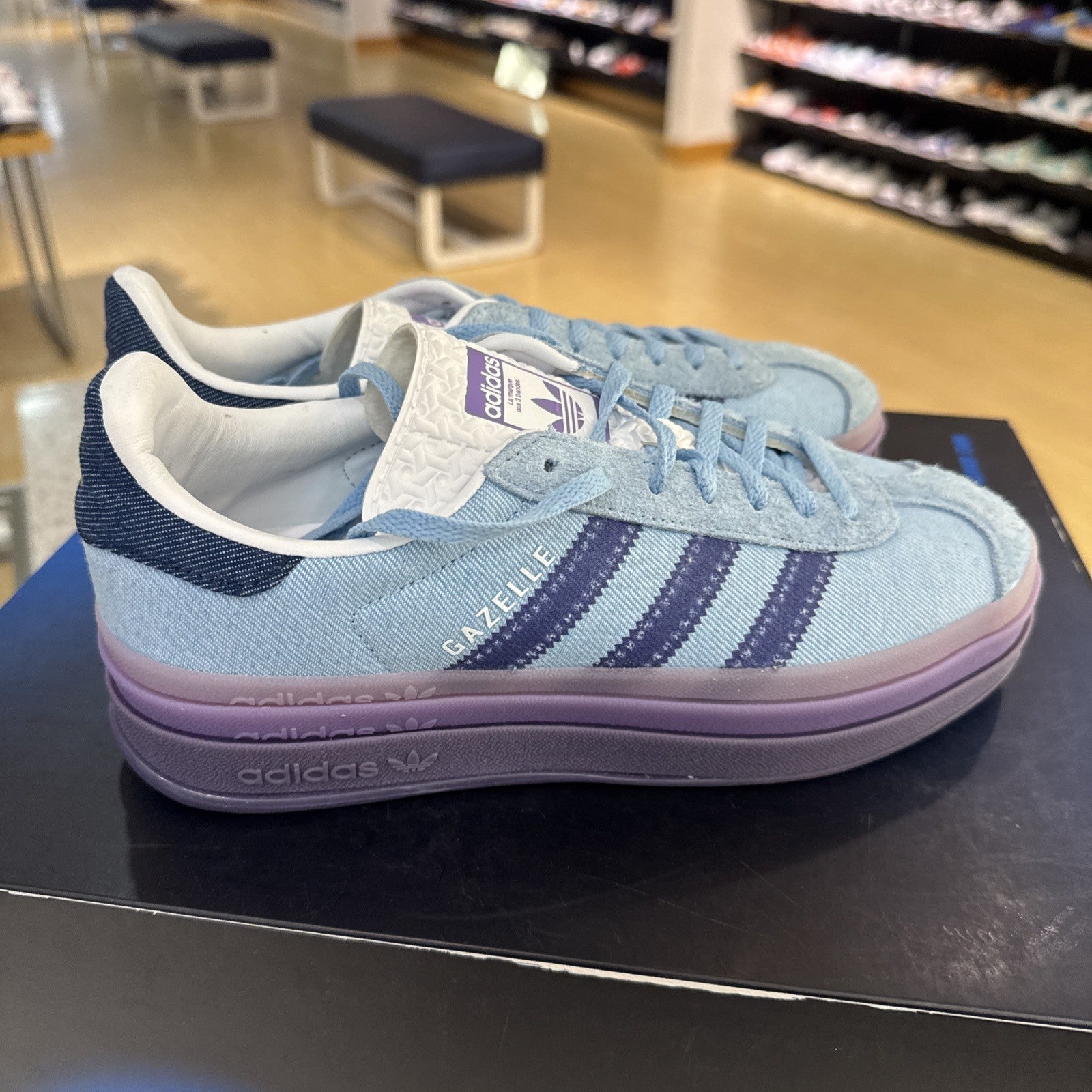Size 8 - KSENIASCHNAIDER x adidas Gazelle Bold Blue Denim W