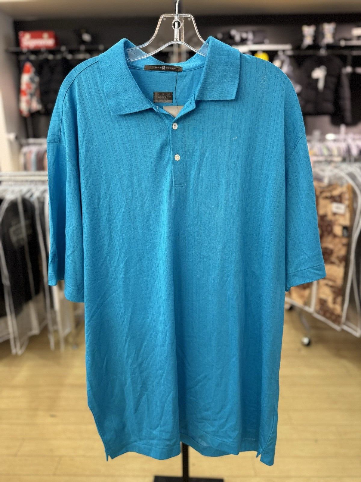 Nike Tiger Woods Collection Mens Blue Fit Dry Short Sleeve Golf Polo Shirt XL