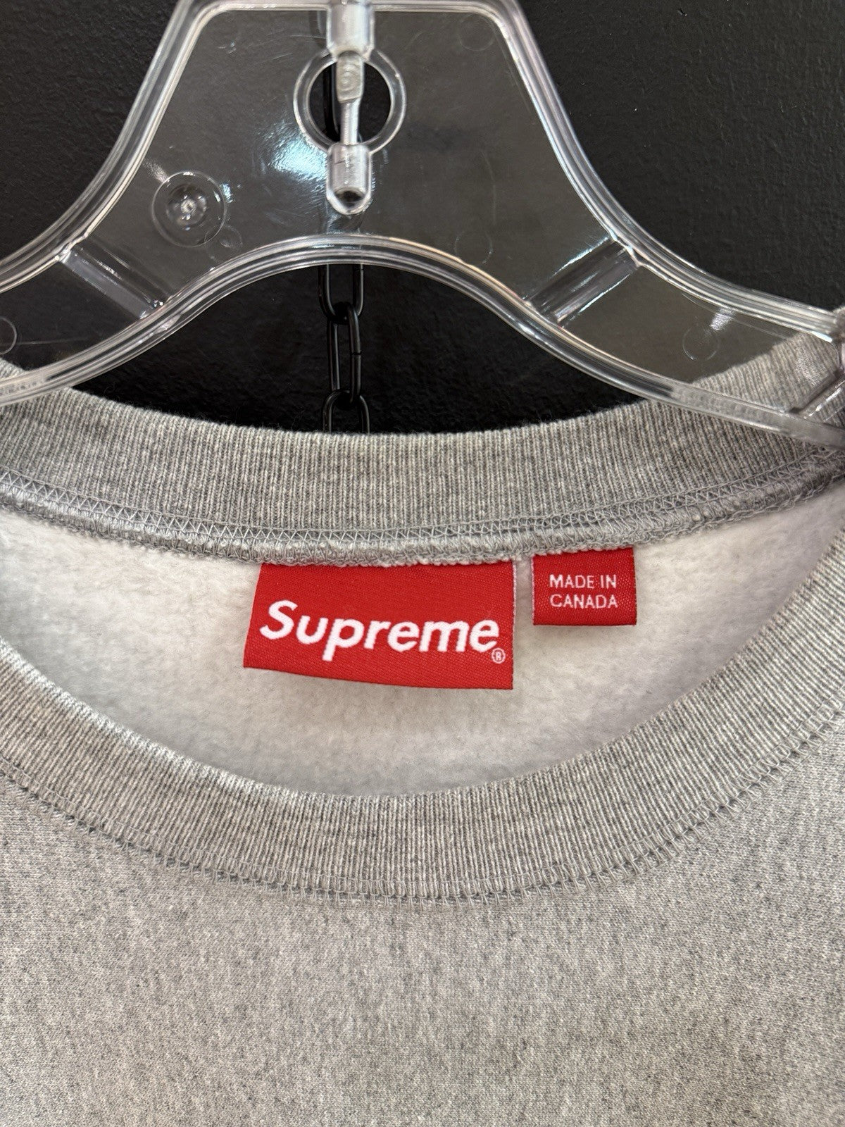 Supreme Ash Grey Red Box Logo Crewneck Sz XL