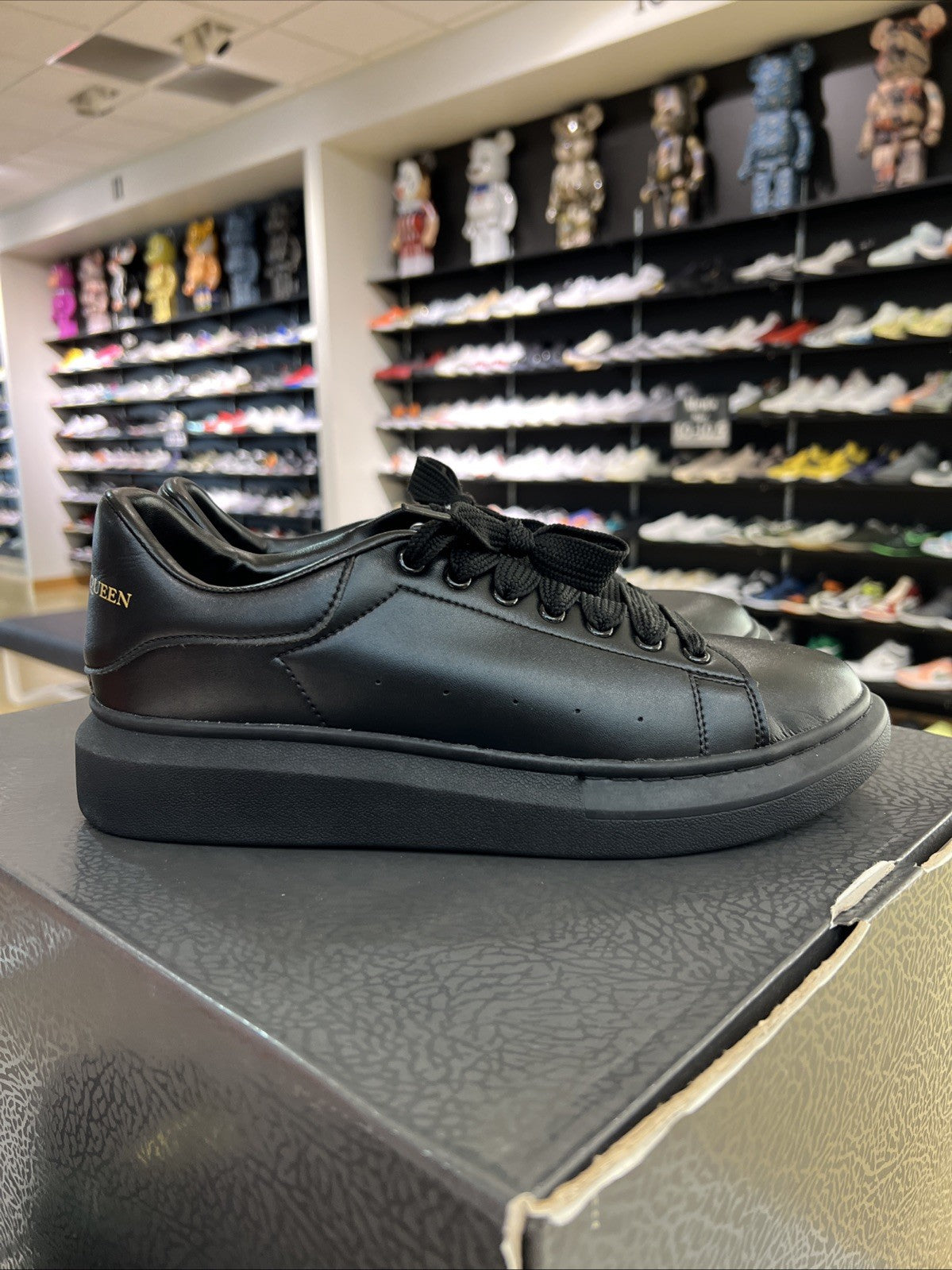 Alexander McQueen Black Sole Leather Sneakers Sz 11/44EU USED NO BOX