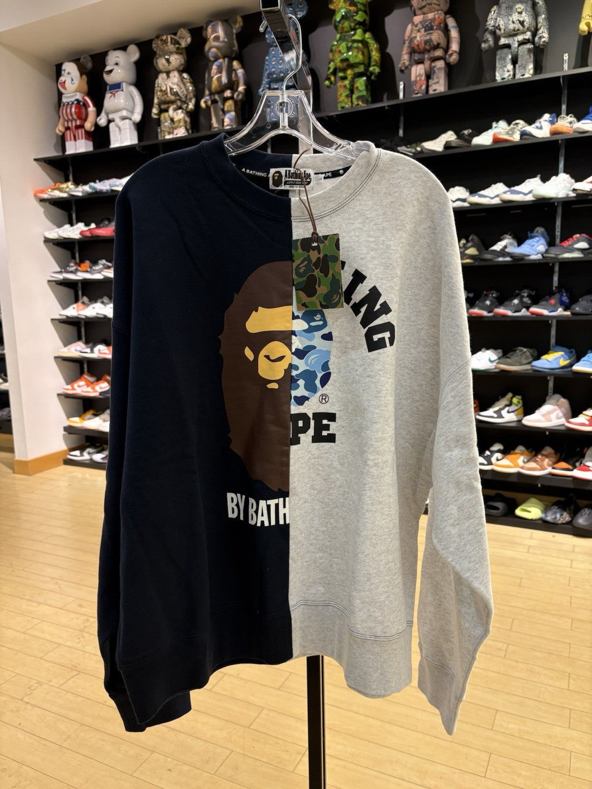 BAPE College & By Bathing Loose Fit Crewneck Navy