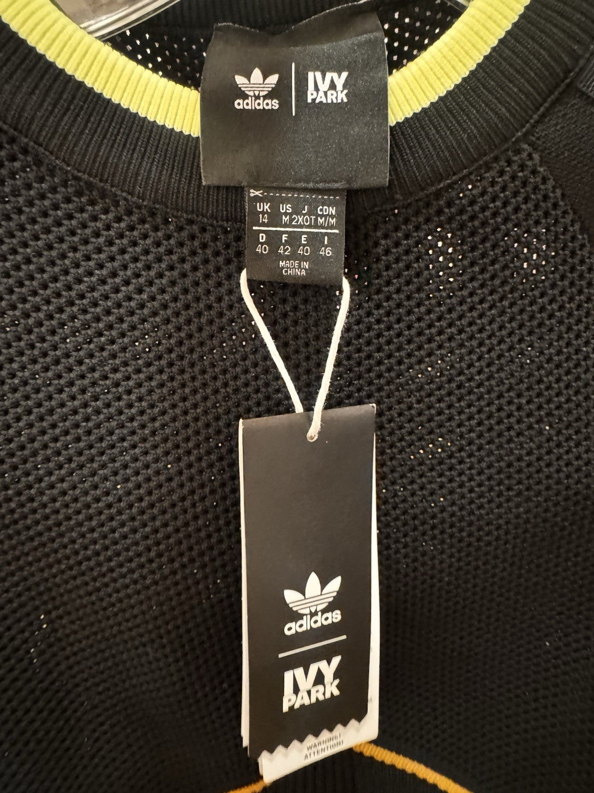 NWT Ivy Park X Adidas Knit Crop Top Sweater In Black/Mesa Size M