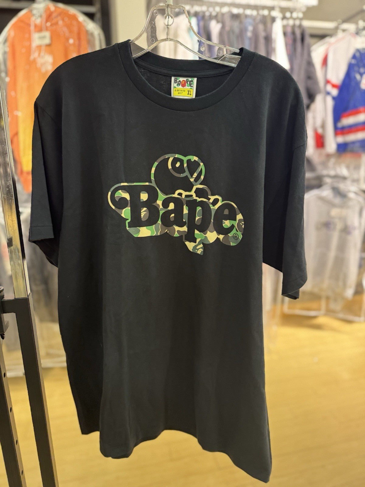 Bape ABC Camo Milo On Bape Tee Black Green Size XL