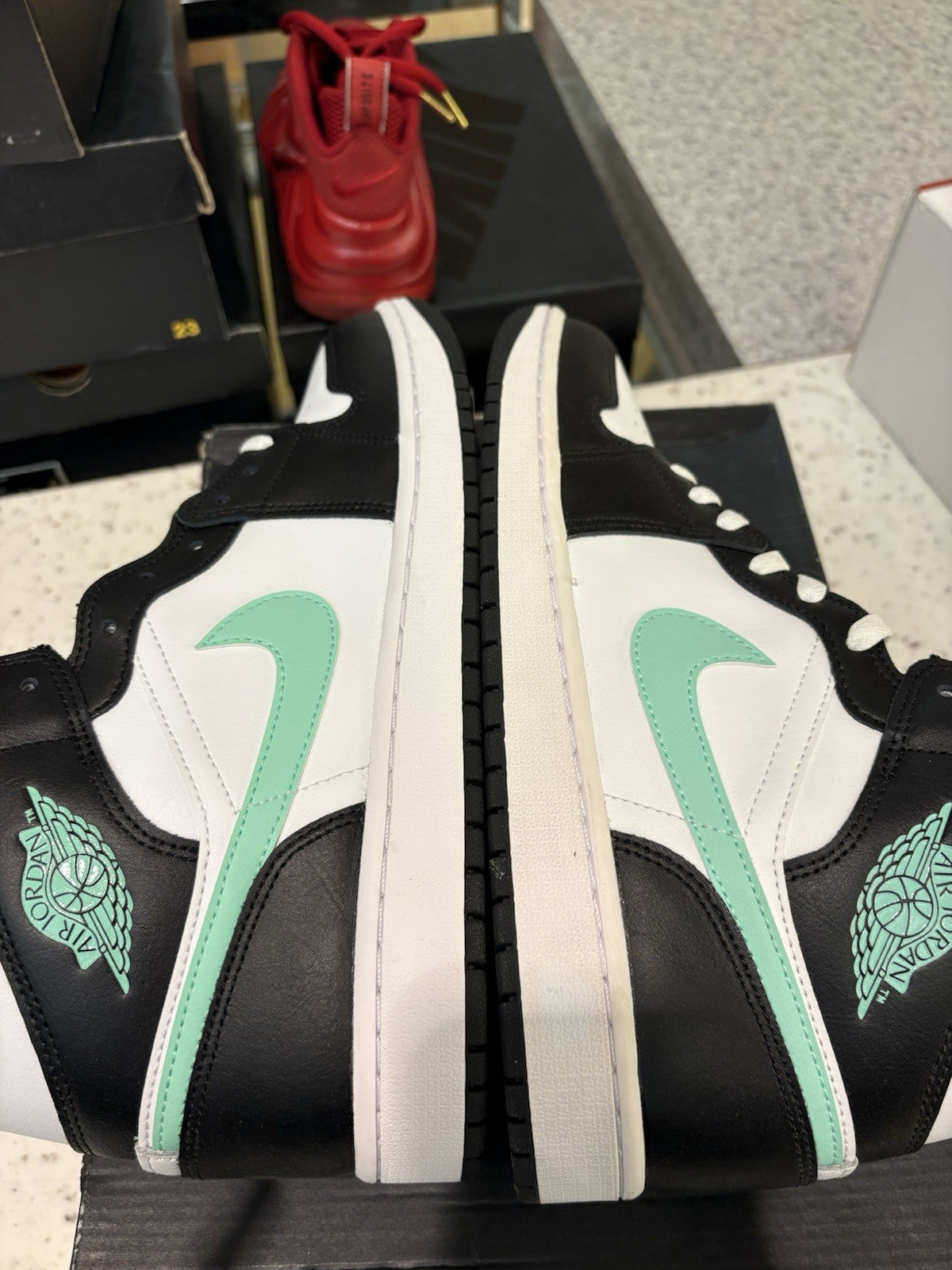 Jordan 1 Mid Green Glow Size 12 DEFECT