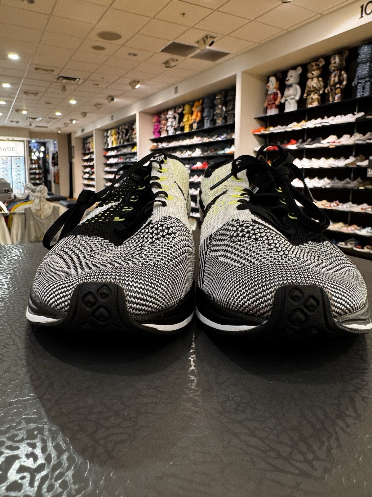 Nike Flyknit Racer Black White Volt Size 10.5