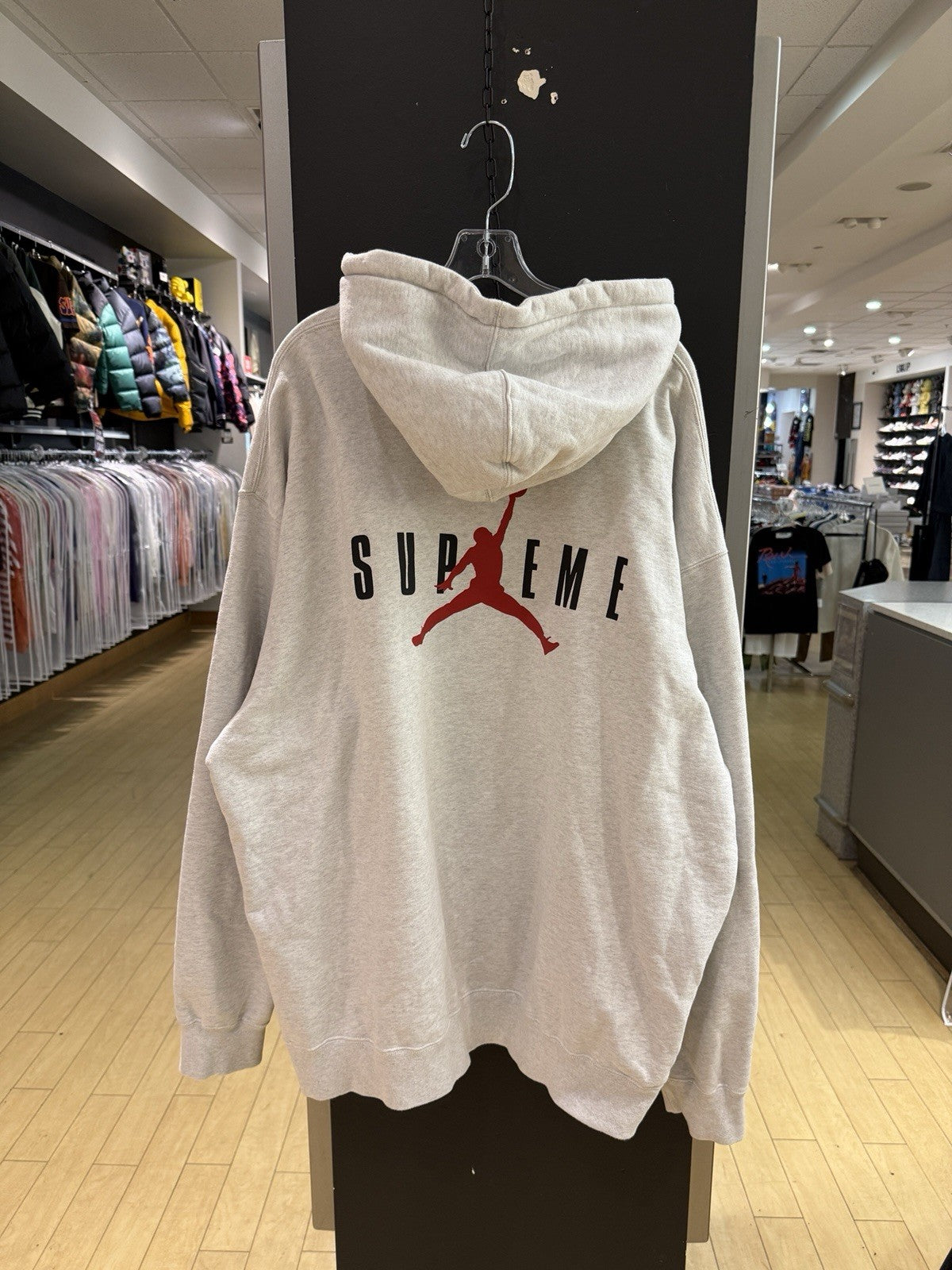Supreme x Jordan Hooded Sweatshirt Gray Sz XXL Small Stain