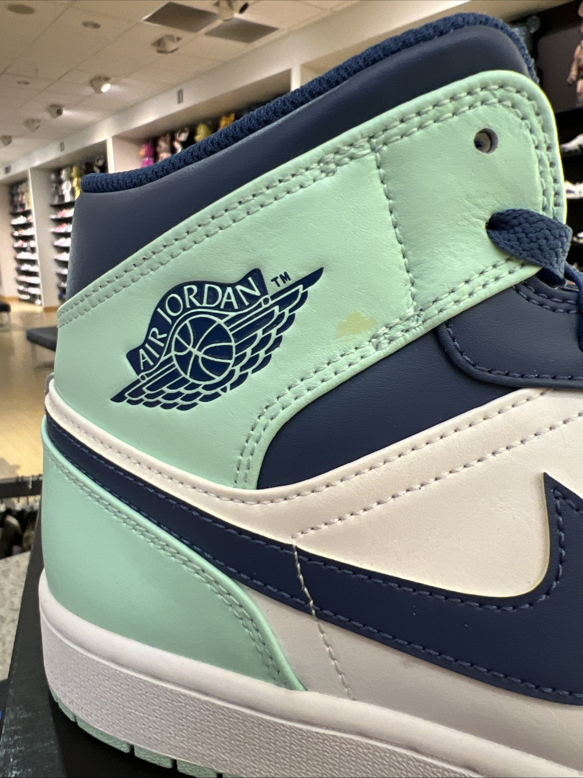 Jordan 1 Mid Blue Mint Sz 12 DEFECT