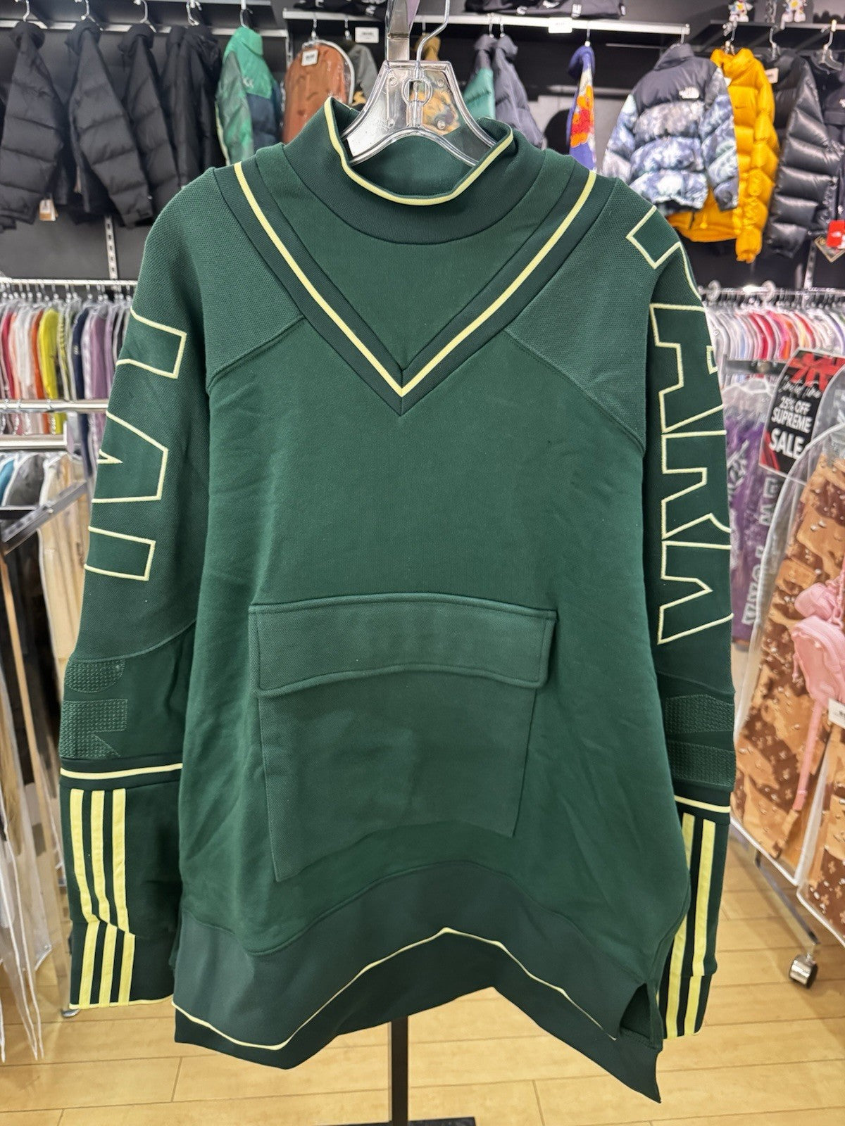 Adidas Ivy Park Sweatshirt Pullover Mock Neck Green Athleisure Oversized Size S