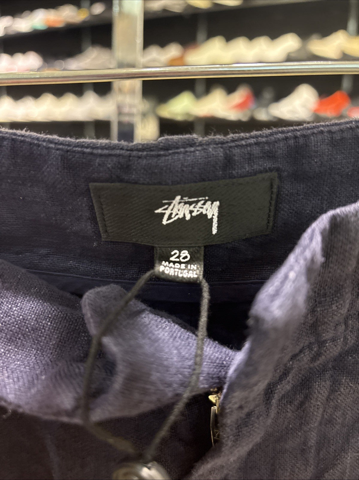Stussy Relaxed Trouser Textured Linen Navy Size 28