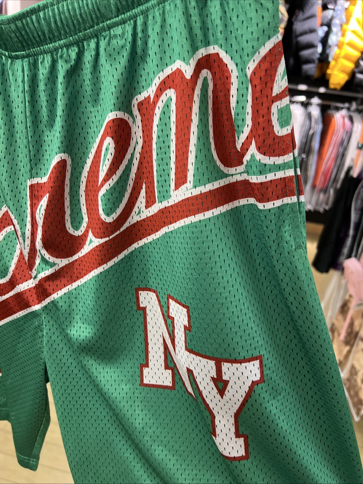 Supreme Big Script Mesh Shorts (Green) Sz L
