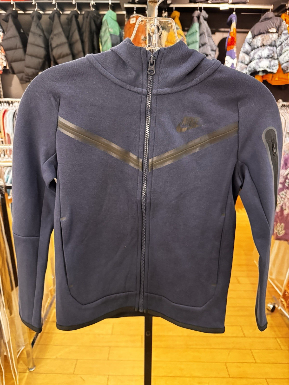 Nike Sportswear Tech Fleece Full Zip Hoodie Navy Blue Size Youth Small