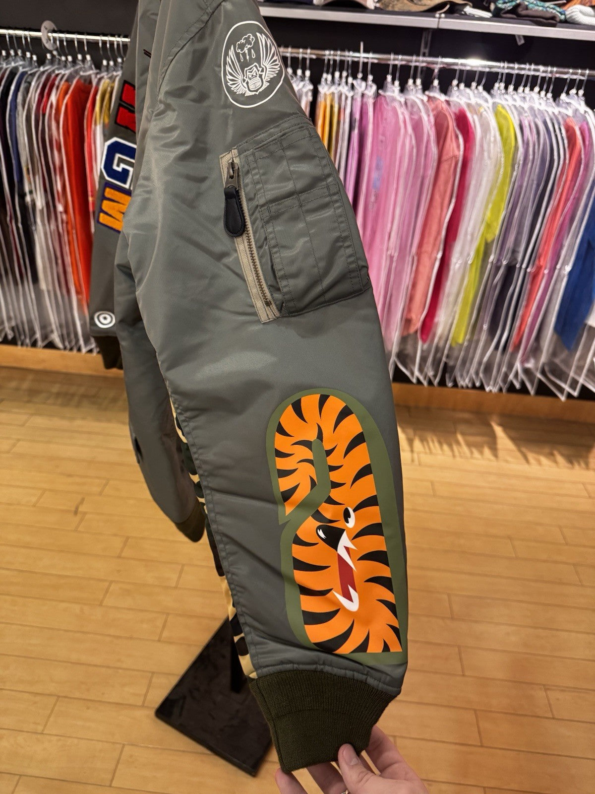 A Bathing Ape Shark WGM MA-1 Flight Jacket Size M Green