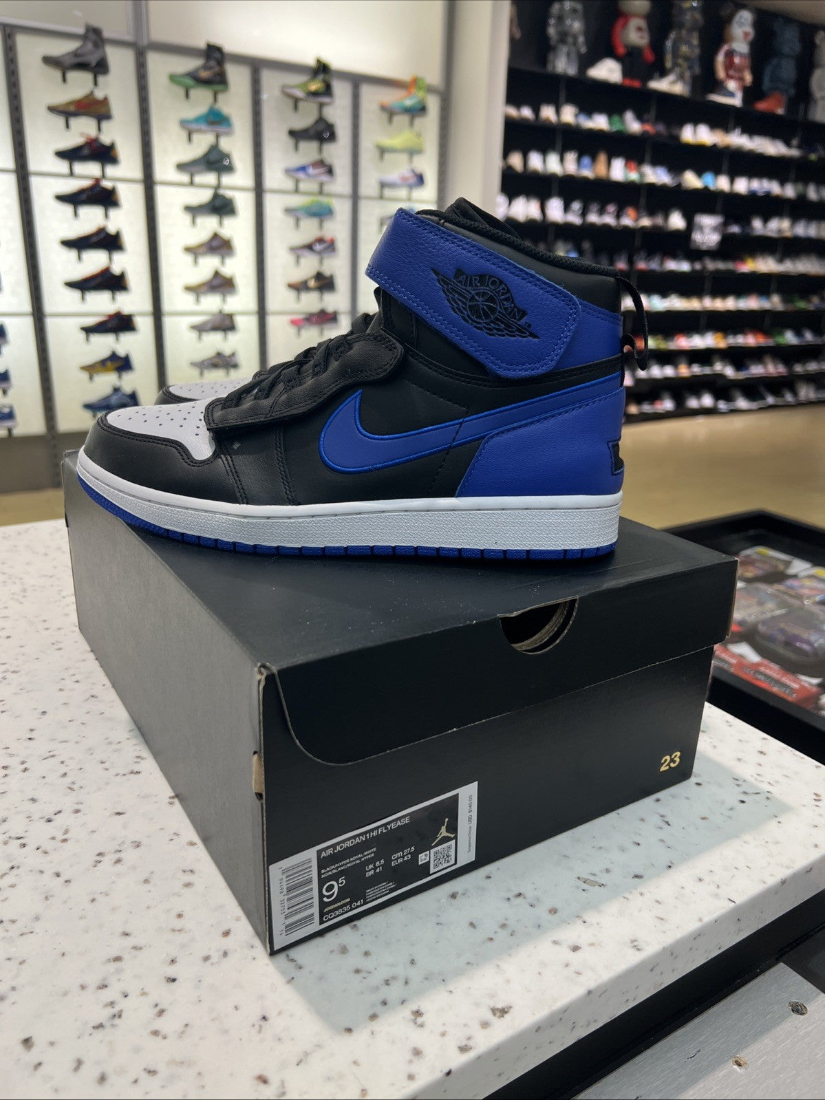 Jordan Air Jordan 1 High FlyEase Hyper Royal Black Blue White Sz 9.5