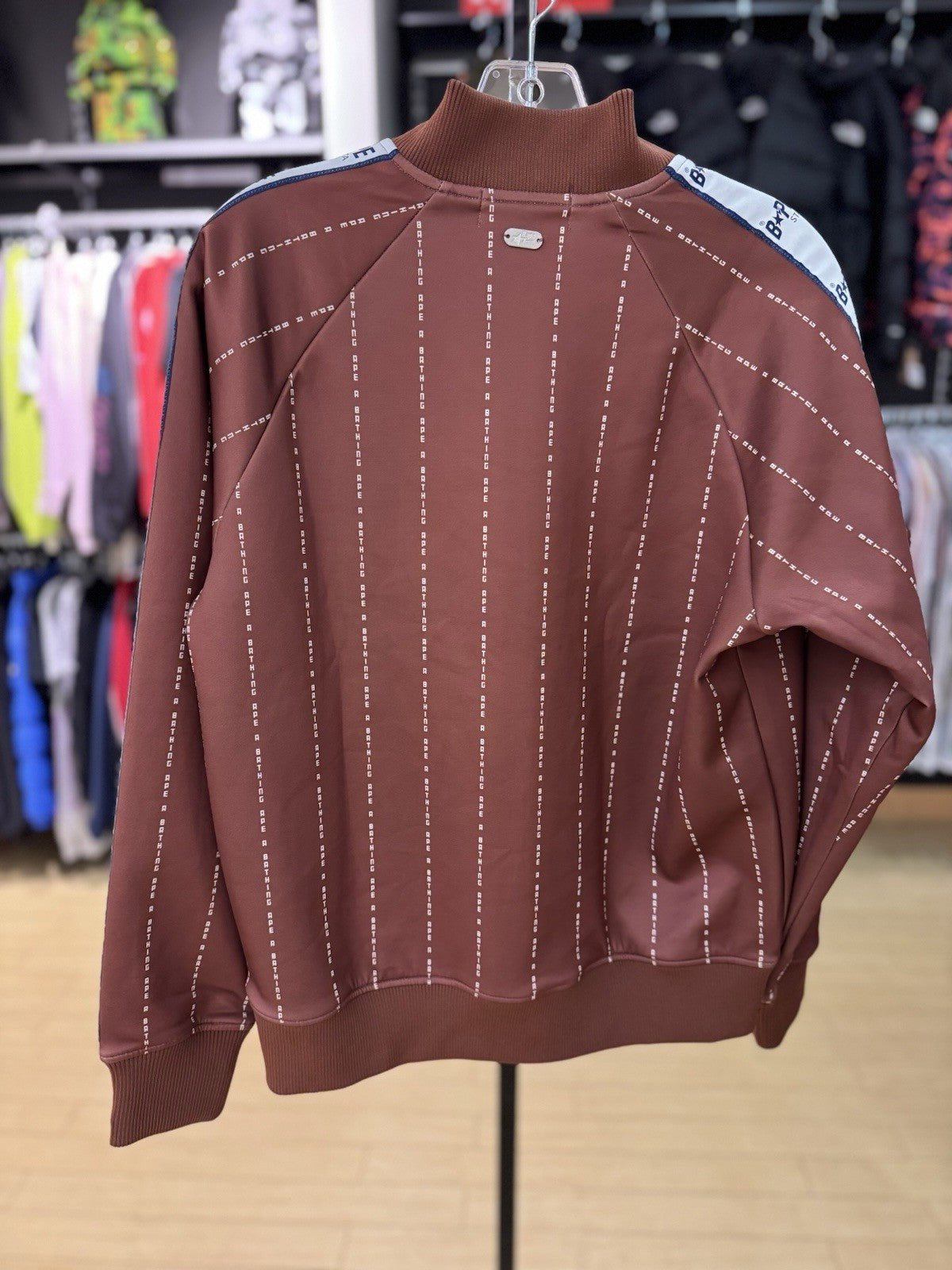 Bape Text Stripe Jersey Top Brown Size Small