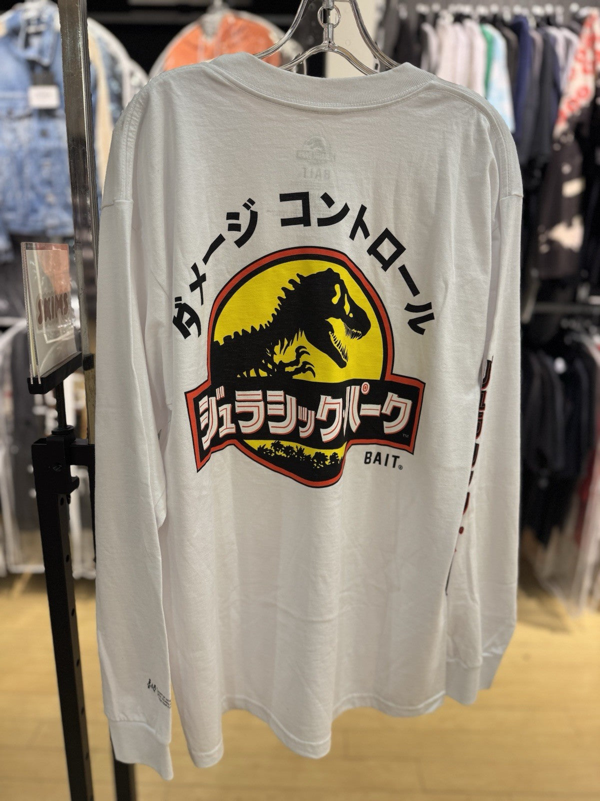 Bait X Jurassic Park Damage Control L/S Tee White Size Large