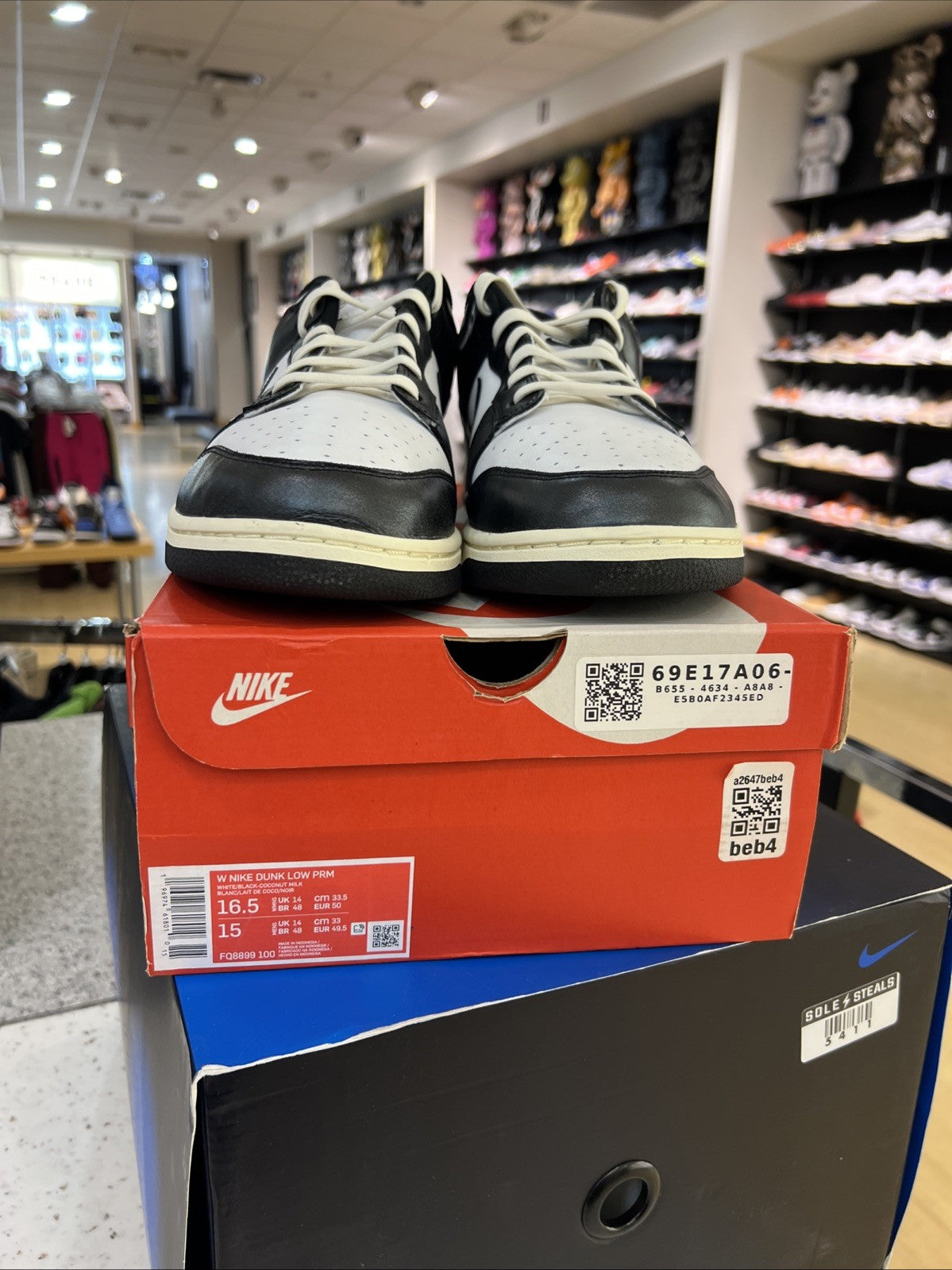 Nike Dunk Low PRM "Vintage Panda" Black White Sz 16.5W/15M
