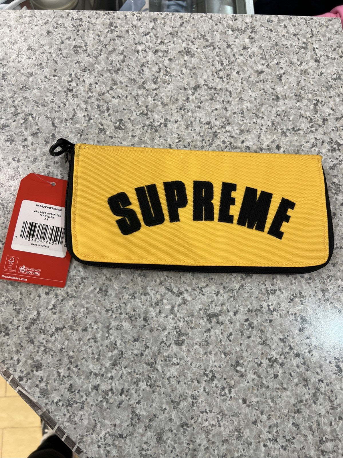 Supreme x THE NORTH FACE Arc Logo Organizer Yellow Bag