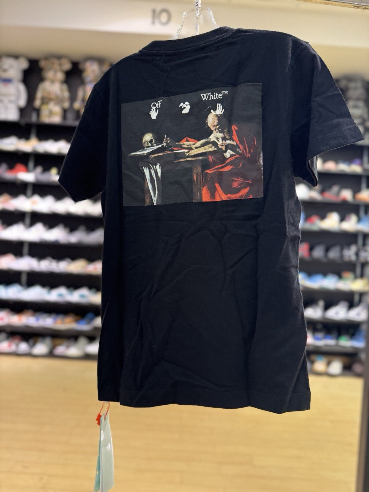 Off White Drowning Man Logo Caravaggio Saint Jerome Writing Print Black Size XS