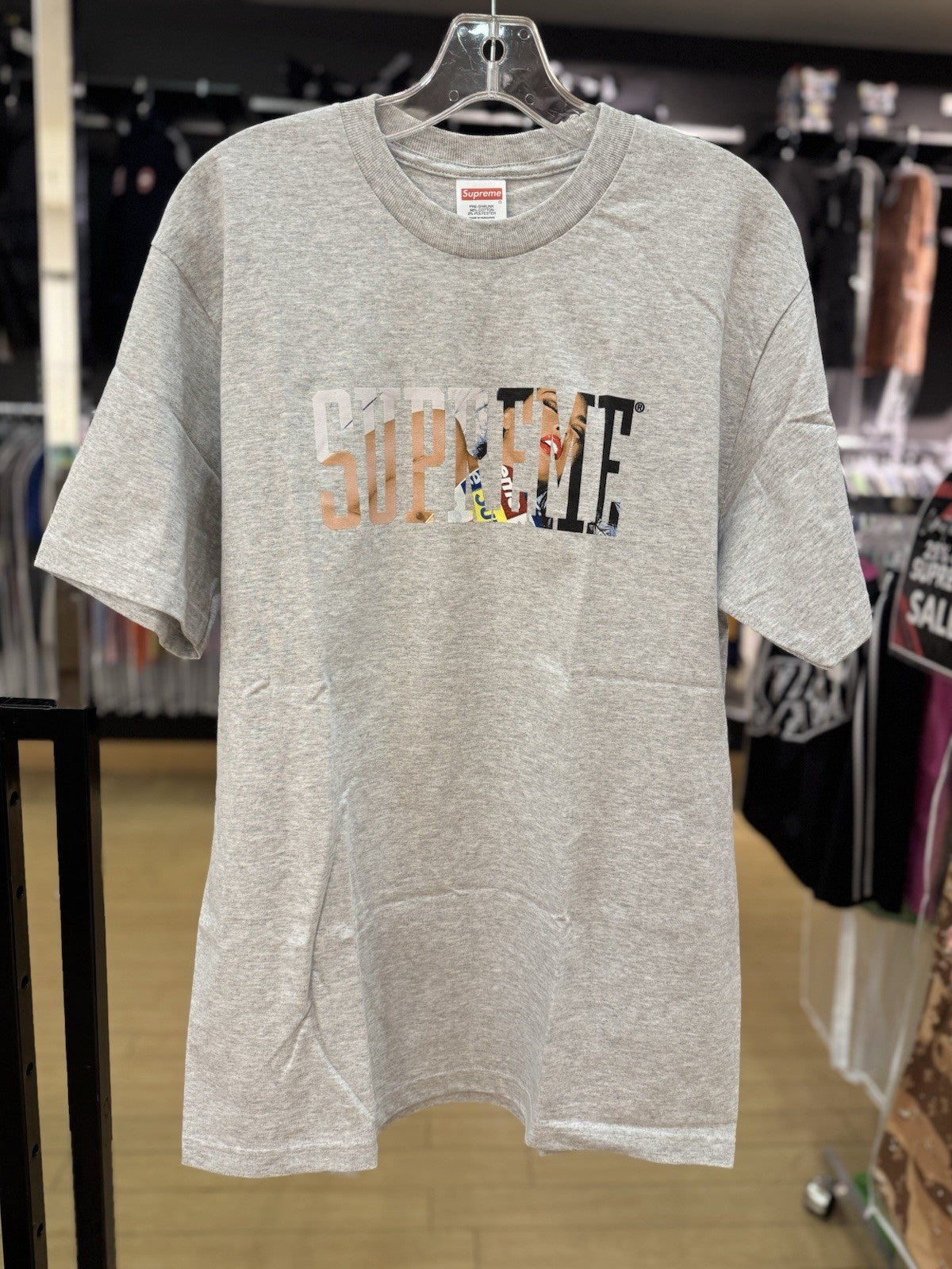 Supreme Tear Patrick Collegiate Tee Ash Grey Size Medium