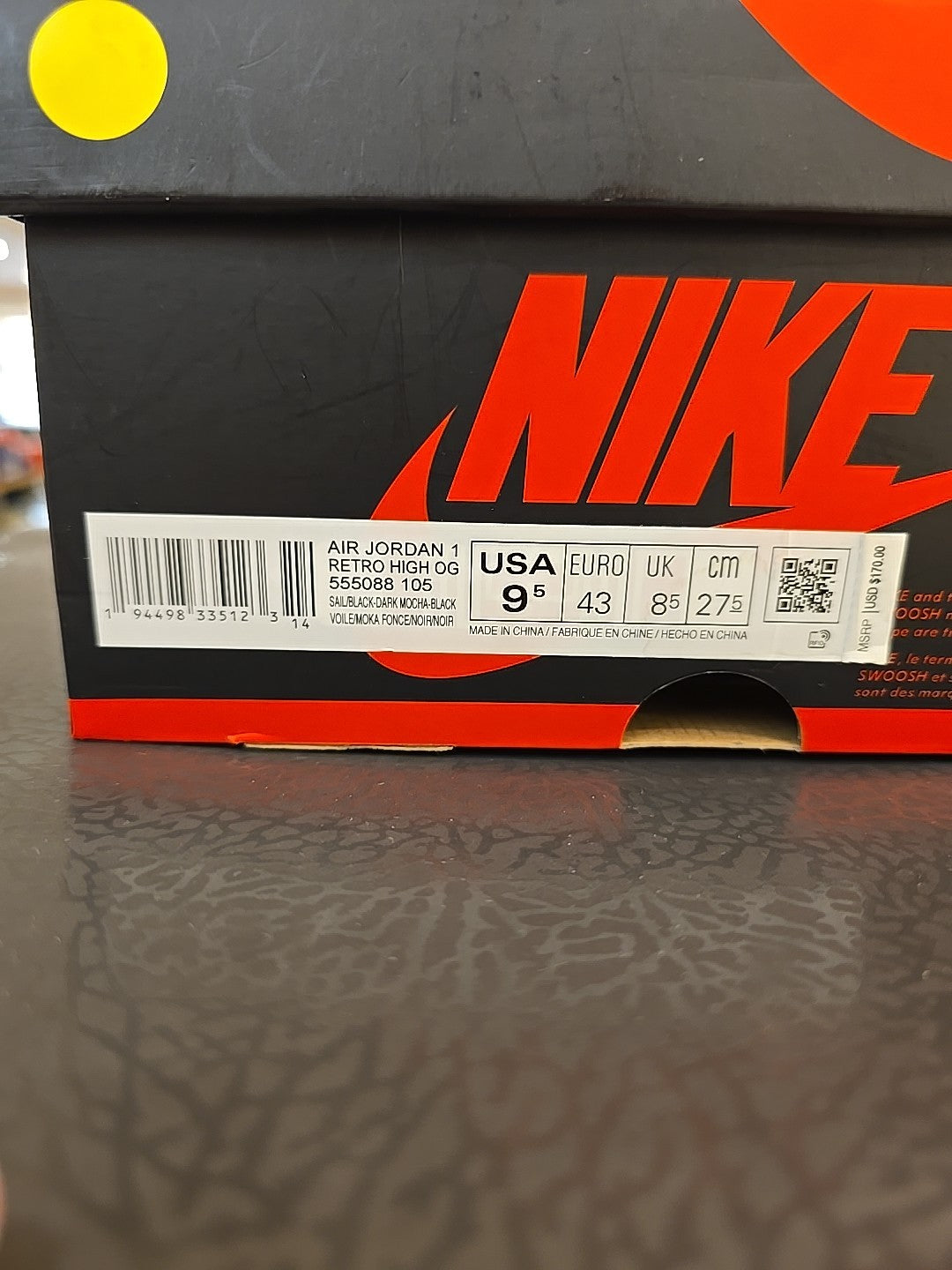 Size 9.5 - Jordan 1 Retro OG High Dark Mocha