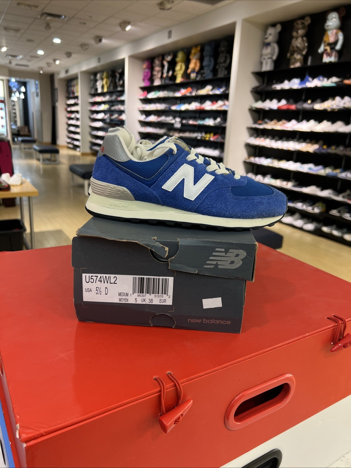 New Blance 574 Blue White U574WL2 Athletic Sneakers Size 5.5